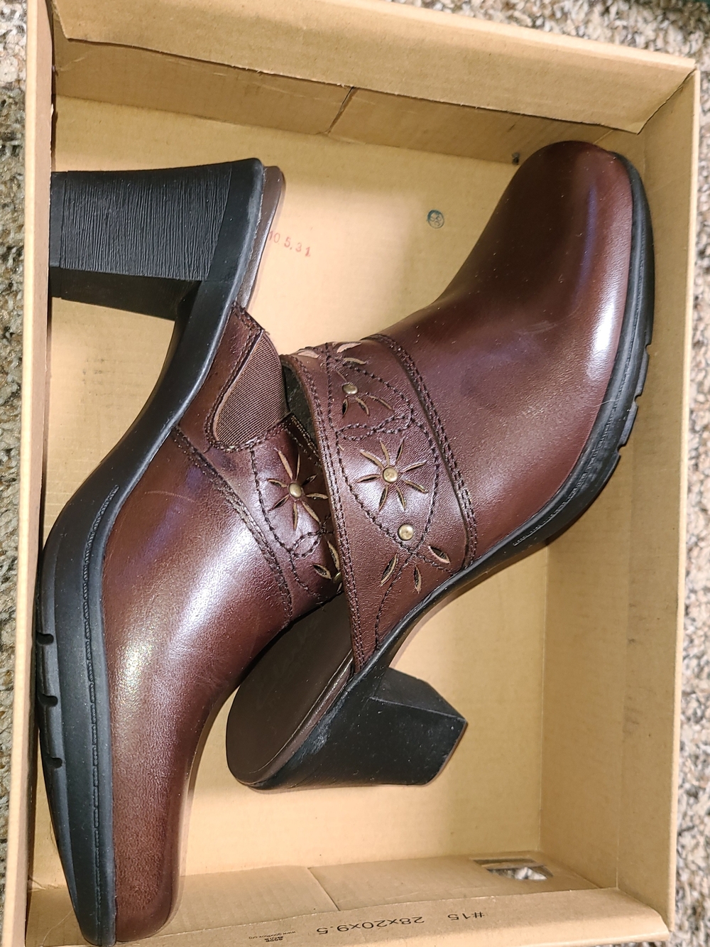 Clarks Women's Brown Leather Heeled Ankle Boots